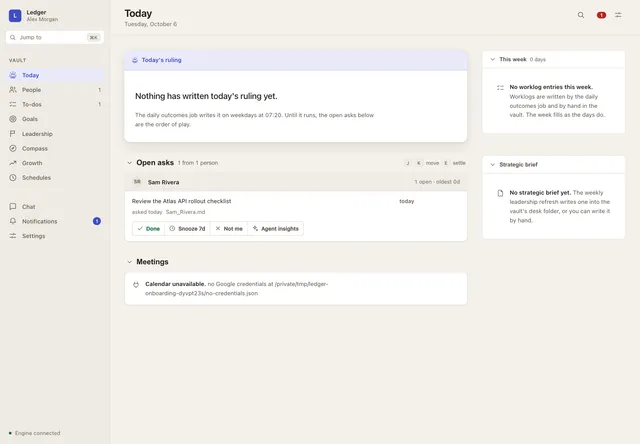Ledger Today desktop view from an isolated synthetic instance